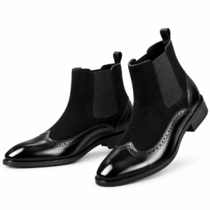 F4 – Men's Black Chelsea Brogue Boots