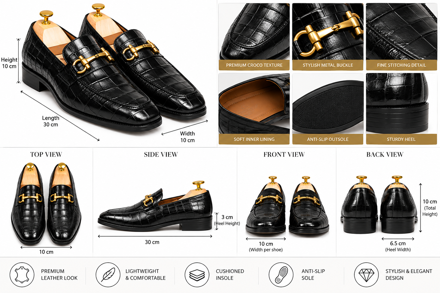 F1 Premium Crocodile-Textured Horsebit Loafers - Image 2
