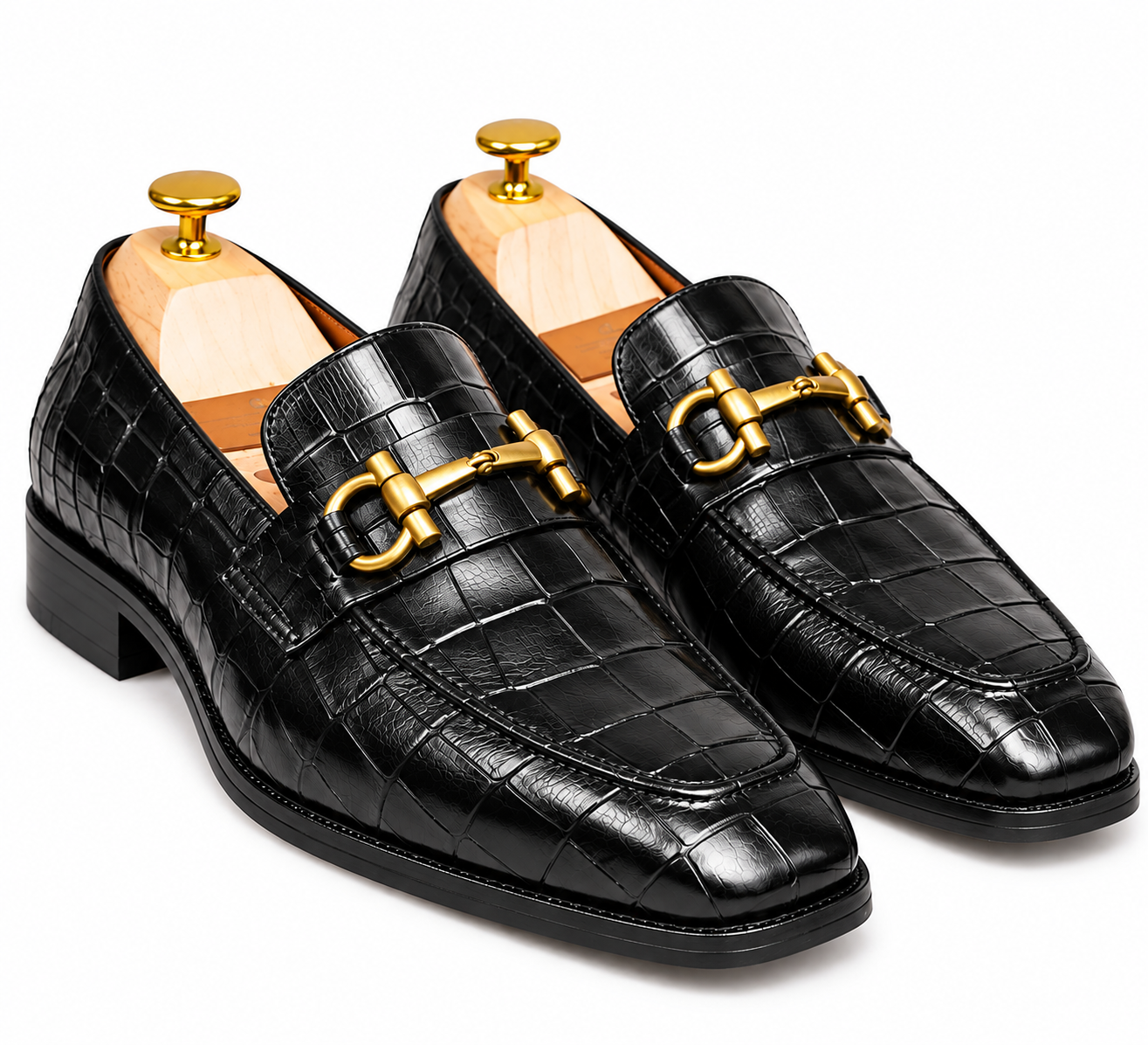 F1 Premium Crocodile-Textured Horsebit Loafers